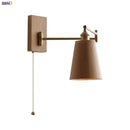 Helnys LED Wall Sconce Lamp Walnut Ash Wood with Pull Chain Switch