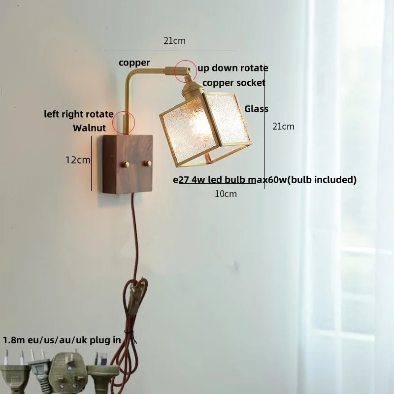 Helnys Rotatable Brass LED Wall Lights Nordic Modern Stair Light