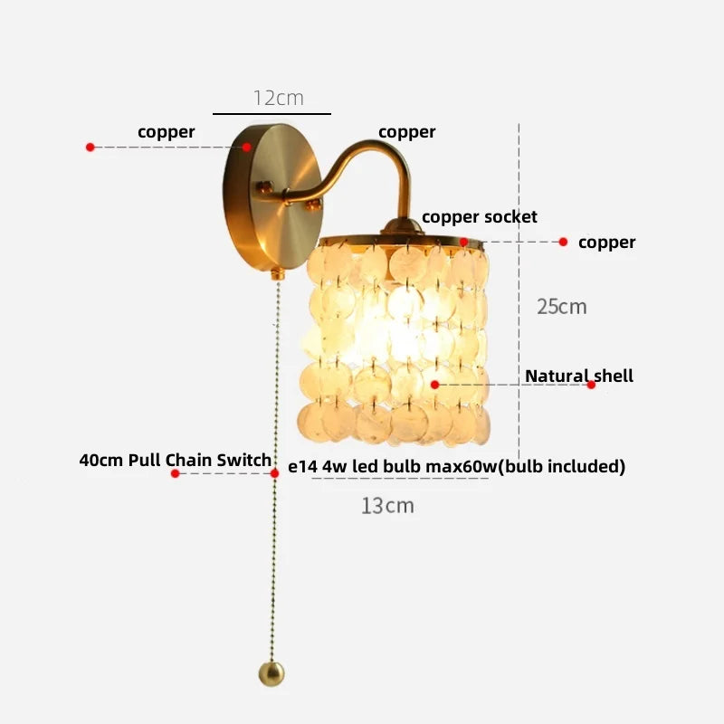 Helnys Crystal LED Wall Sconce Brass Mirror Light