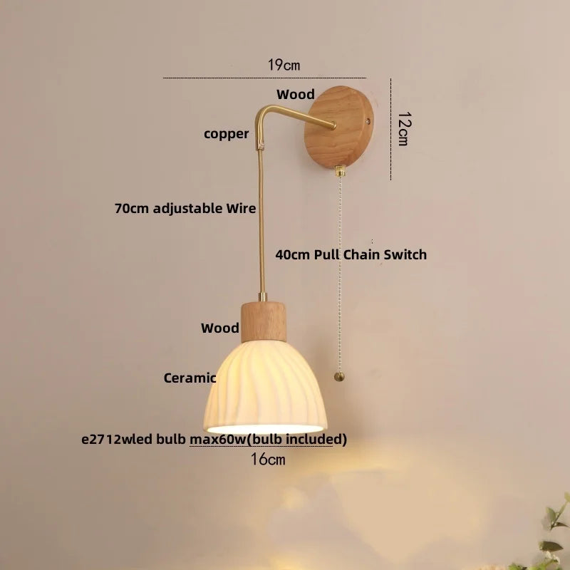 Helnys Nordic LED Wall Sconce Wood Base Modern Vanity Light