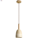 Helnys Yellow Travertine LED Pendant Lights Nordic Modern Wood Hang Lamp