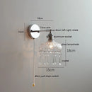 Helnys Modern Crystal LED Wall Sconce Silver Iron Bedroom Living Room Lamp