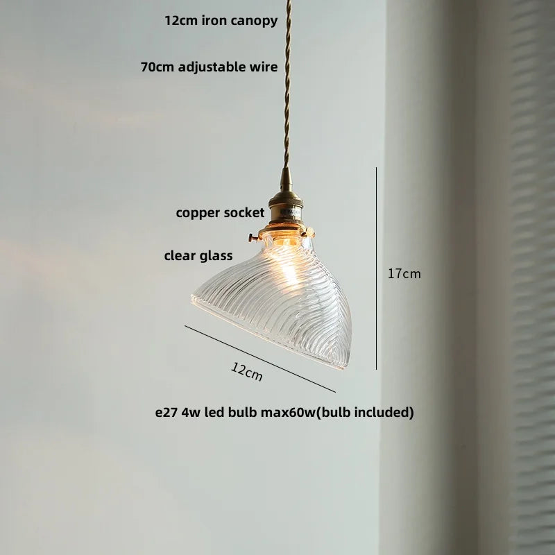 Modern Nordic Glass Pendant Light Fixture - Helnys Copper Socket LED Hanging Lamp