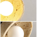 Helnys LED Wall Light with Wood Base, Natrual Yellow Travertine, Nordic Modern Design