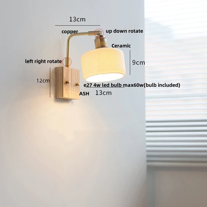 Helnys Modern LED Wall Sconce Rotatable White Ceramic Vanity Light
