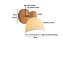 Helnys Japanese Style LED Wall Light Fixture Ceramic Wood Bedside Lamp