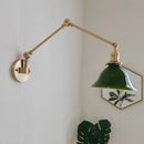 Helnys Copper Swing Arm Wall Lamp with Green White Lampshade