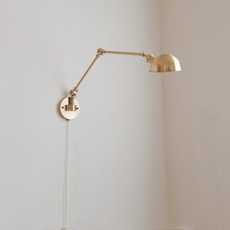 Helnys Copper LED Wall Light with Pull Chain Switch, Nordic Modern Design
