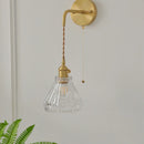 Helnys Modern LED Glass Wall Lights Clear Adjustable Wire Pull Chain Switch