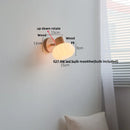 Helnys Amber Glass LED Wall Sconce Wood Pull Chain Switch Stair Light