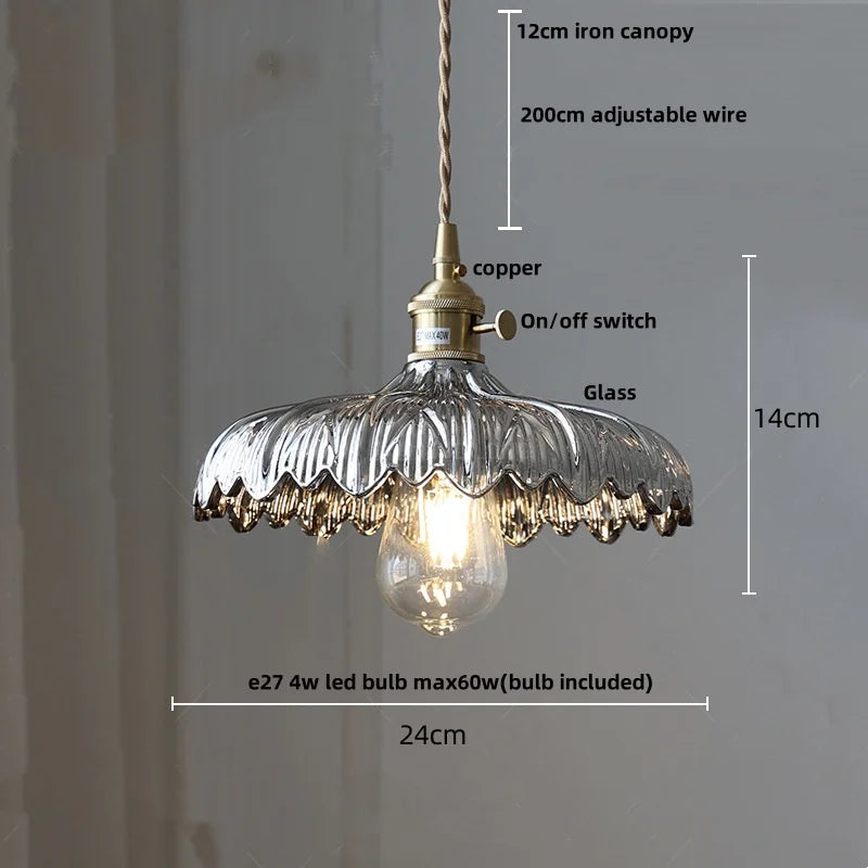 Helnys Amber Glass LED Hanging Lamp Adjustable Nordic Stair Pendant Light