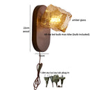 Helnys Vintage Amber Glass LED Wall Lamp, Bedroom Retro Design