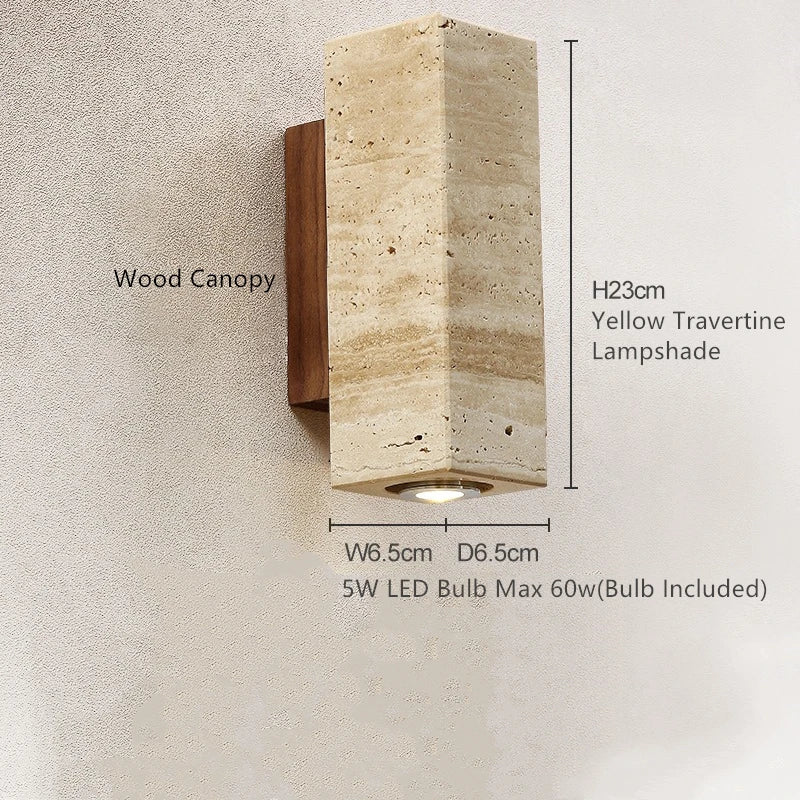 Helnys LED Wall Light Yellow Travertine Stone Living Room Decor Stair Lamp
