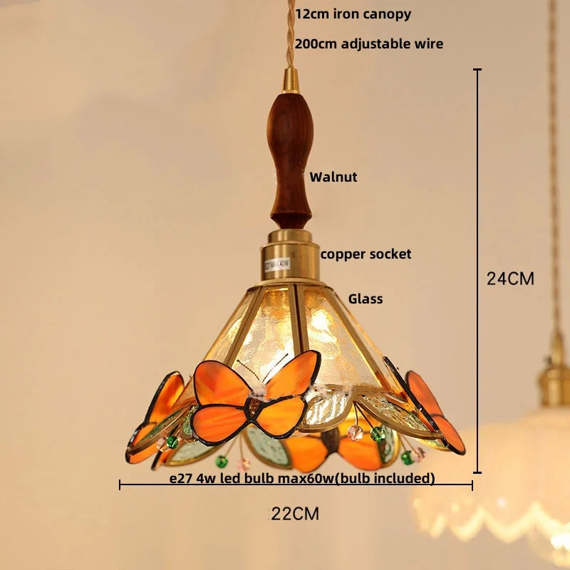 Helnys White Glass LED Pendant Light Fixture Nordic Modern Walnut Wood Hang Lamp