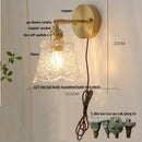 Helnys Brass LED Wall Lamp Sconce Pull Chain Switch Stair Light Fixtures