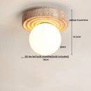 Helnys LED Ceiling Light Japan Style Yellow Travertine Stone Wood Base