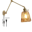 Helnys Smoke Glass Ball LED Wall Sconce - Modern Copper Long Arm Light