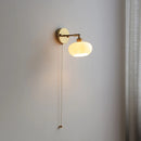 Helnys Modern Glass Wall Sconce with Pull Chain Switch - Nordic Style