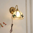 Helnys Glass Brass LED Wall Sconce Light Fixture for Dining Living Room