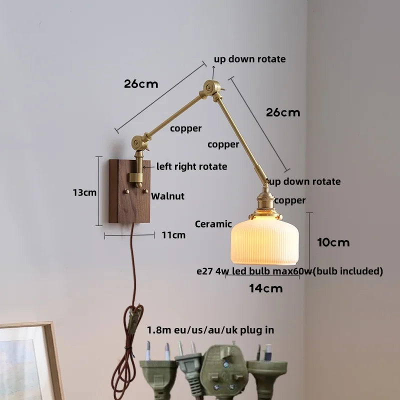 Helnys Rotatable Wood LED Wall Sconce 2 Arms Stair Light