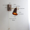 Helnys LED Wall Sconce Lamp Walnut Ash Wood with Pull Chain Switch