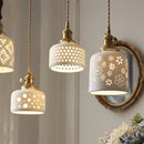 Helnys Walnut Wood LED Pendant Lights with Ceramic Knob Switch