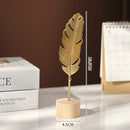 Helnys Nordic Gold Ginkgo Leaf Sculpture for Luxury Home Decor