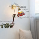Helnys Flower Glass LED Wall Sconce Pull Chain Switch Rotatable Lamp