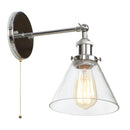 Helnys Vintage Industrial LED Wall Sconce with Pull Chain Switch Glass Bathroom Lamp