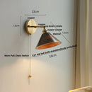 Helnys Walnut Wood LED Wall Light Fixture Sconce Rotate Copper Socket Bedside Lamp