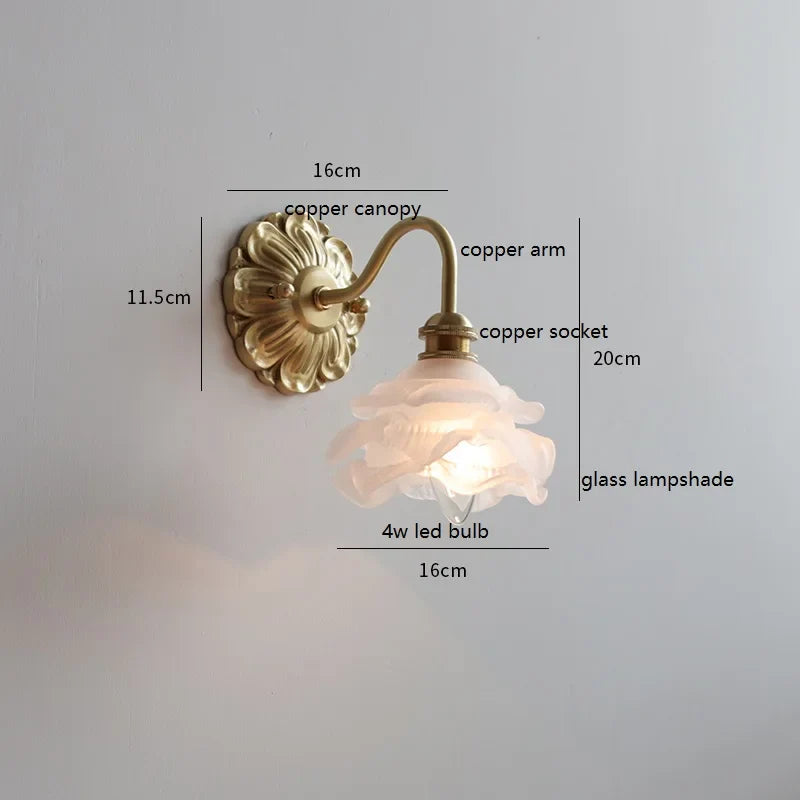 Helnys Smoke Gray Glass LED Wall Sconce with Adjustable Copper Arm
