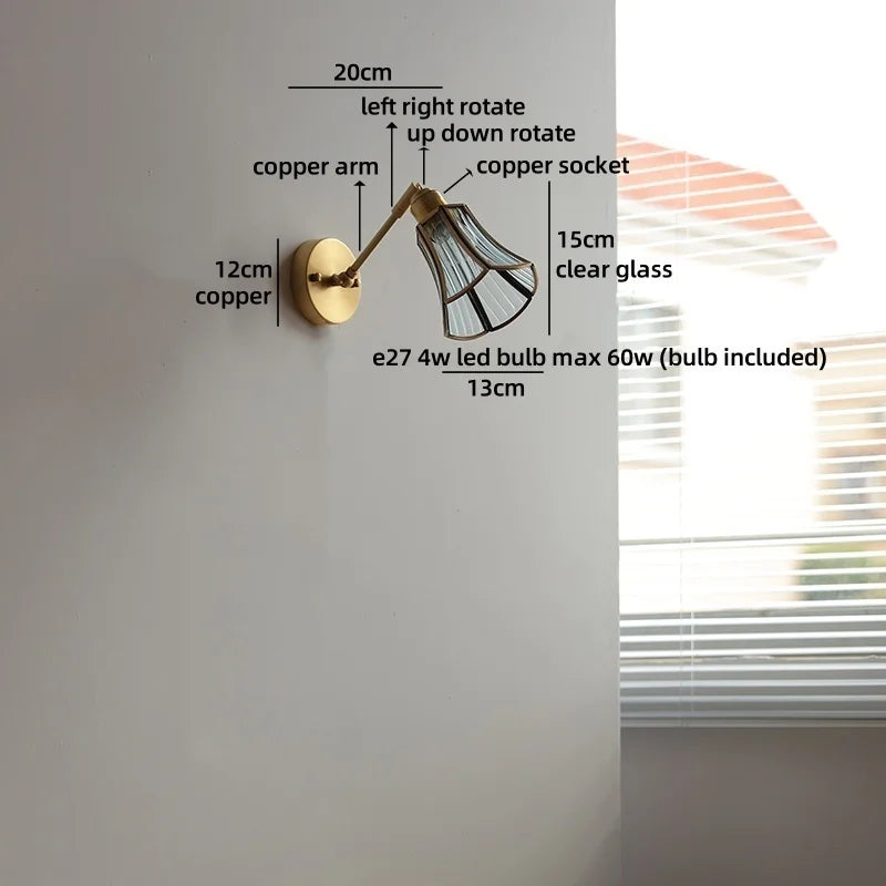 Helnys Crystal Copper LED Wall Light Fixture for Indoor Kitchen Décor