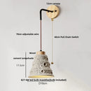 Helnys Japanese LED Wall Light with Wooden Pull Chain Switch