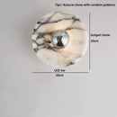 Helnys Round Bulgari Stone Shade Pull Chain Switch LED Wall Lamp for Luxury Living Room