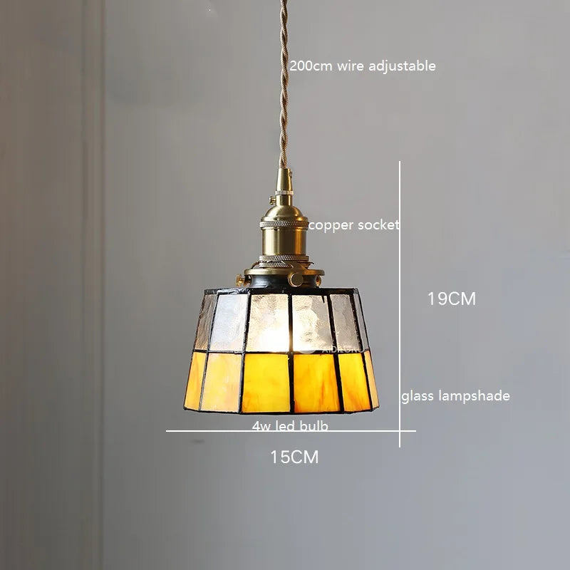 Helnys Vintage LED Pendant Lamp with Copper Socket & Glass Lampshade