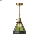 Helnys Tiffany Glass LED Pendant Lights with Copper Knob Switch