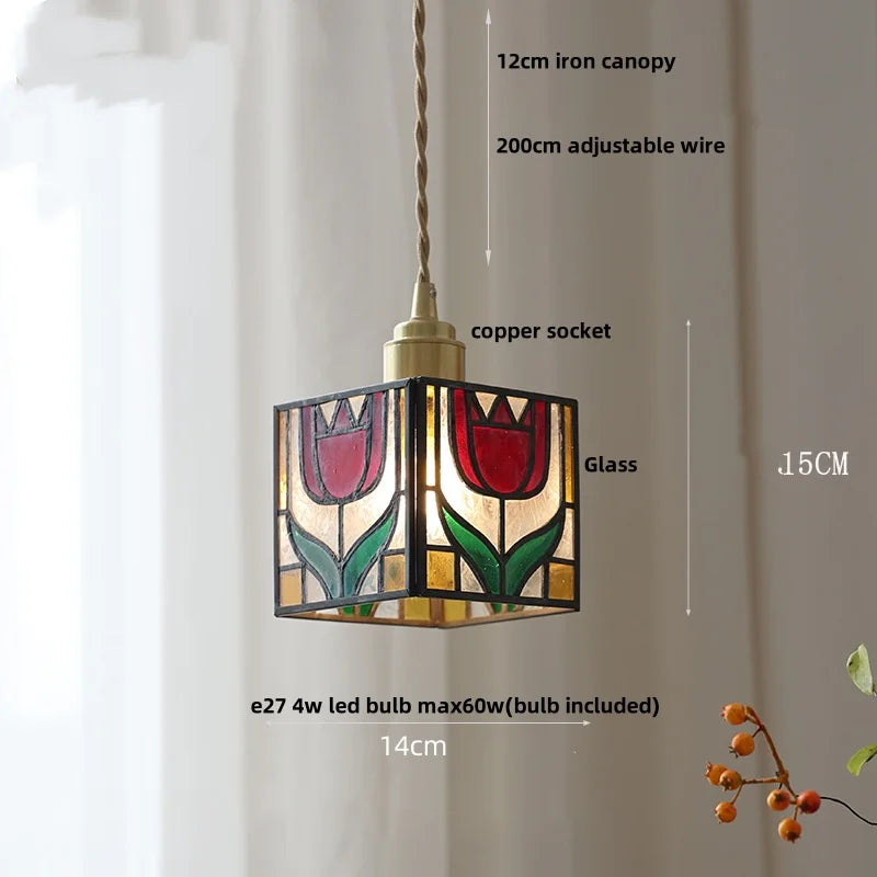 Magic Cube LED Pendant Lights by Helnys - Colorful Glass Tiffany Style Hang Lamp