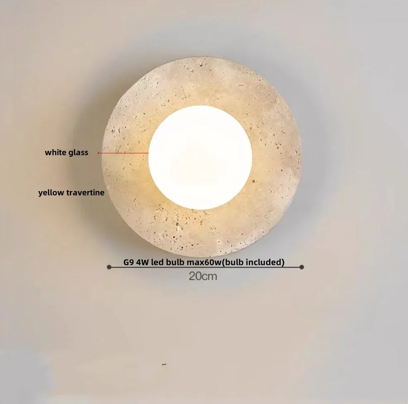 Helnys Nordic Modern LED Wall Lights Yellow Travertine Interior Home Decor Bedside Lamp