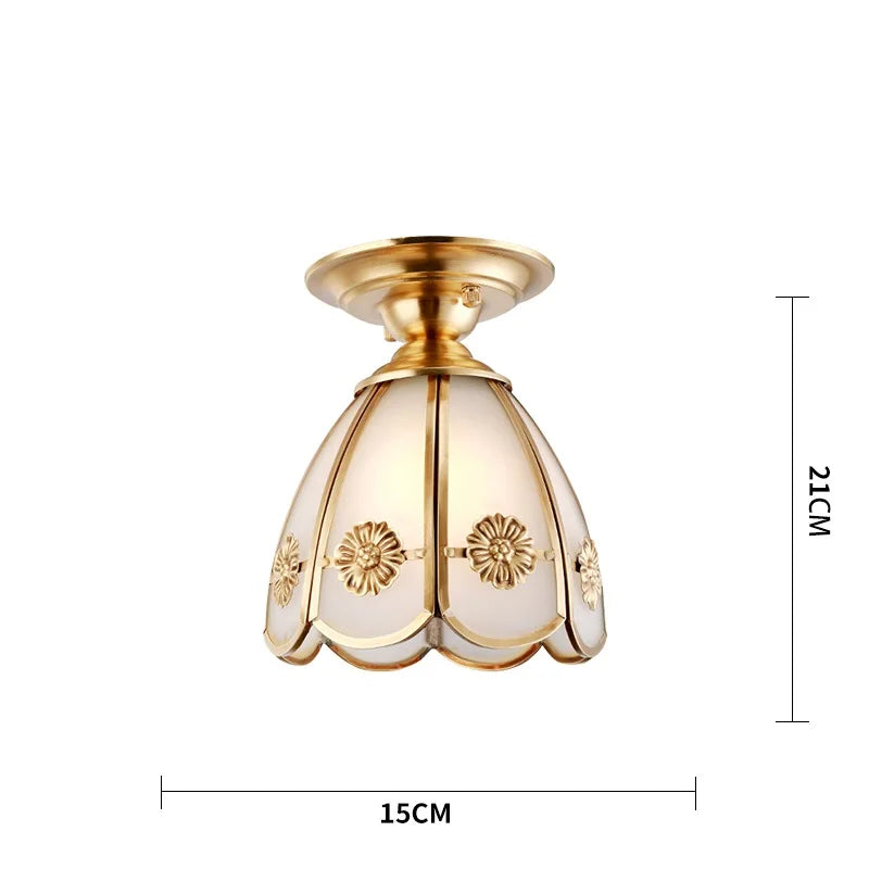 Helnys American Copper Vintage Ceiling Lights Glass LED Lamps