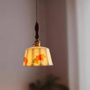 Helnys Retro White Ceramic Pendant Lamp with Wood Copper Finish
