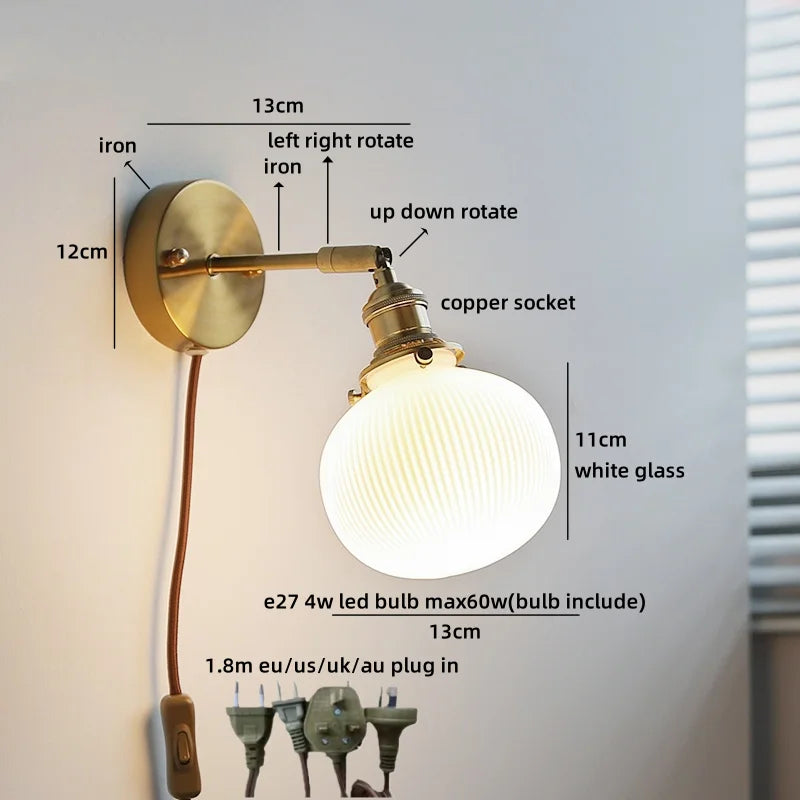 Helnys Pumpkin LED Wall Lamps Glass Nordic Modern Rotate Light