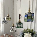 Helnys Green Glass LED Pendant Lamp Coffee Hallway Living Room Vintage Copper