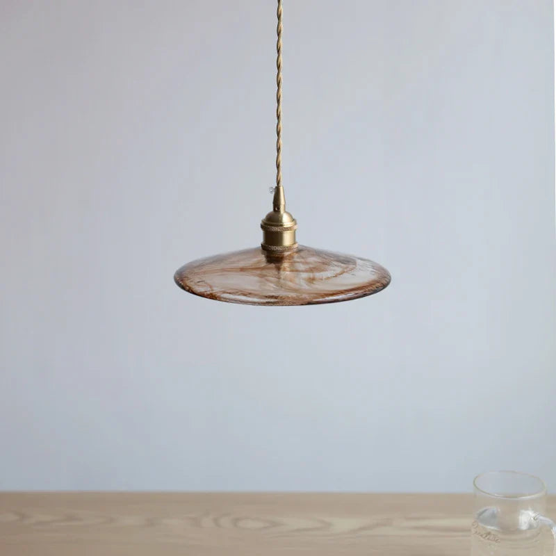 Helnys Amber Glass LED Pendant Lights for Dining and Living Room