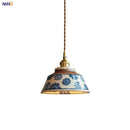 Helnys Hand Painted Ceramic Pendant Light Glaze Finish LED Hanging Lamp