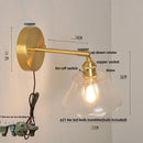 Helnys Nordic LED Wall Light Glass Up Down Rotate Copper Bedside Lamp