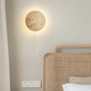 Helnys Yellow Travertine Stone LED Wall Sconce Light for Bedroom Living Room