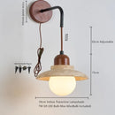 Helnys Mushroom LED Wall Light: Walnut Canopy, Yellow Travertine Wall Lamp