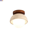 Helnys Nordic Modern LED Ceiling Light Yellow Stone Wood White BallLuxury Ceiling Lamp