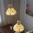 Helnys Tiffany LED Pendant Light Flower Glass Hanging Lamp for Home Decor