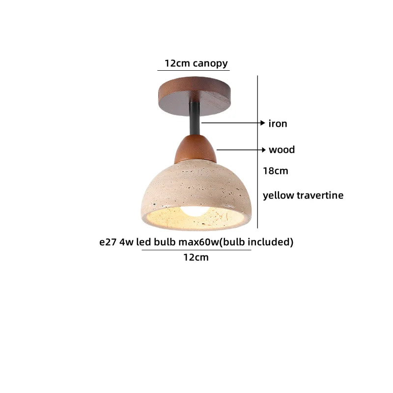 Helnys Yellow Travertine Square LED Ceiling Light Fixture
